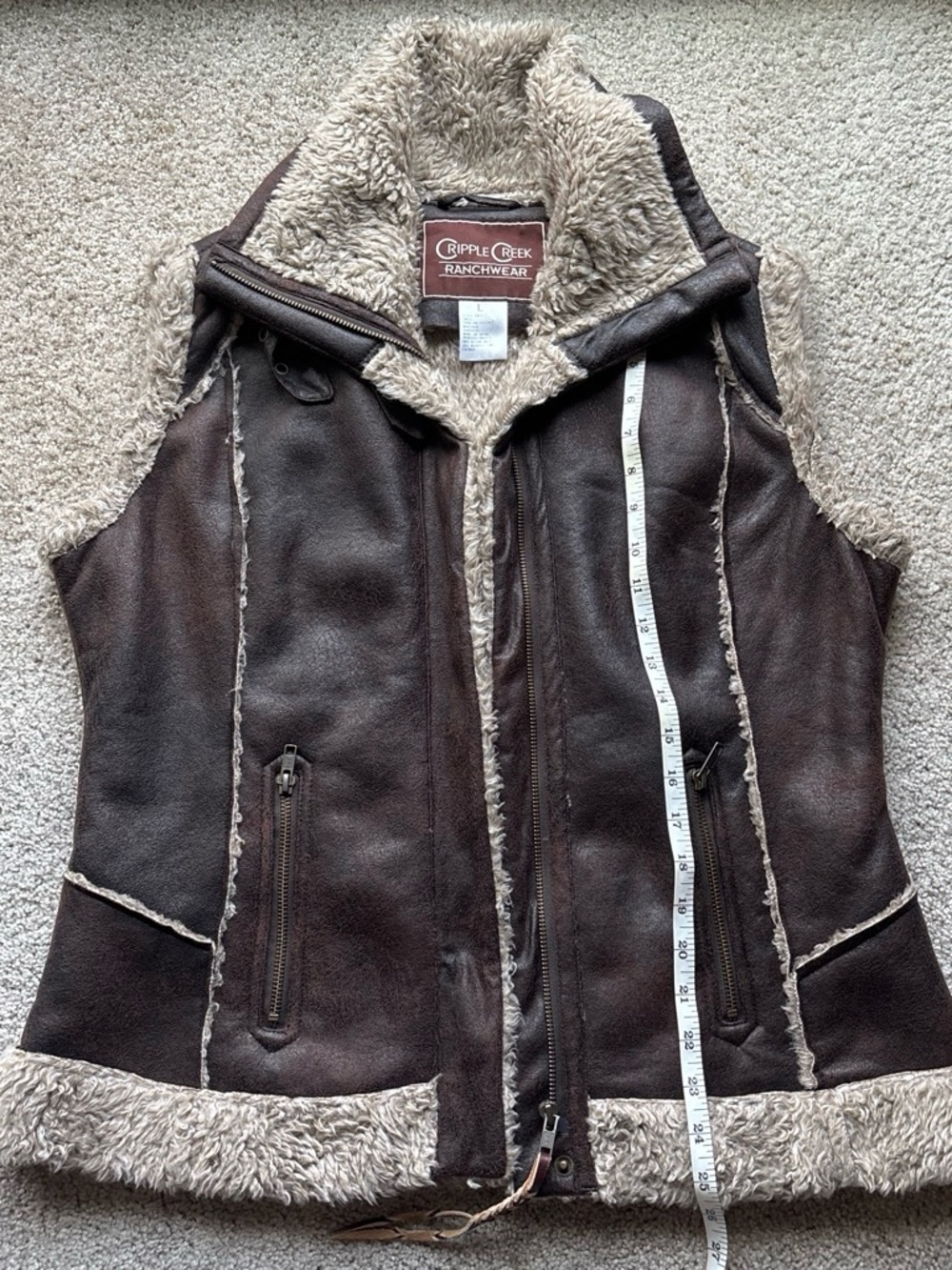 Ripple Creek Ranchwear Women's Dark Brown Faux Shearling Vest